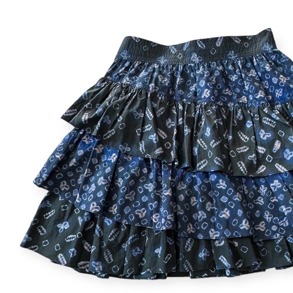 Never Worn‎ Ulla Johnson Aminta Poplin Chevron Shibori Skirt, Blue, Size 4 - Picture 9 of 15